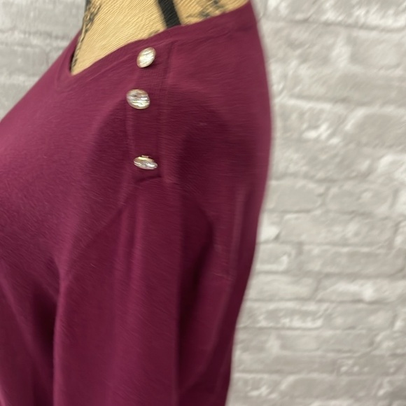 J.Crew Ruffle Rhinestone Burgundy Sweater - Picture 2 of 7